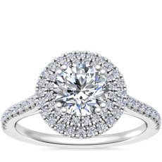 Micropavé Double Halo Diamond Engagement Ring in 14k White Gold (1/3 ct. tw.)